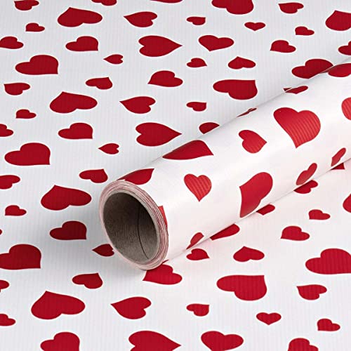 Natürlich verpacken Geschenkpapier Weiß mit roten Herzen, für Hochzeit, Geburtstag, Valentinstag