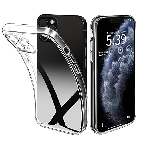 Handzer Handyhülle transparent - kompatibel mit Apple iPhone 11 Pro, dünne Hülle aus durchsichtigem Acryl, stoßfest, Rundumschutz, Kratzfeste Schutzhülle, Keine Vergilbung, Crystal Clear
