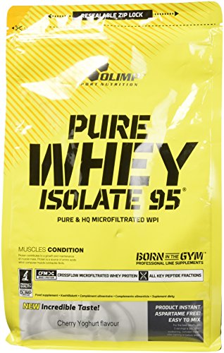 Olimp Pure Whey Isolate 95 600 g 0.6 kg Cherry Yoghurt Flavour Muscle Building Masswinner Whey Protein Isolate Without Lactose
