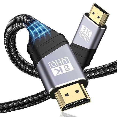 TEFLOTY HDMI 2.1 Kabel 8K - HDMI Kabel Ultra Highspeed 48Gbps 8K@60Hz 4K@120Hz 7680P eARC HDCP 2.2&2.3 DTS:X Dynamische HDR Dolby Atmos Kompatibel mit HDTV, PS5/4/3, Xbox Series X/S,Monitor Mehr