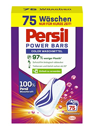 Persil Power Bars Color Waschmittel (75 Waschladungen), Vordosiertes Buntwaschmittel In Nachhaltiger Verpackung, Für Hygienisch Reine Wäsche Bereits Ab 20° C