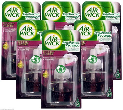 Airwick 6 x Air Wick Stecker in Nachfüller Lufterfrischer 19 ml Smooth Satin & Moon Lily