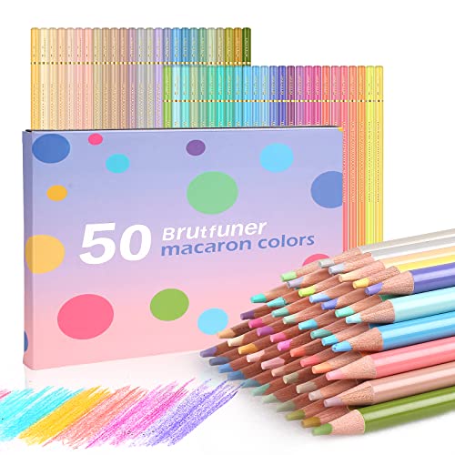 Efimeso Macaron Buntstifte 50 Farben, Pastellstifte Buntstifte für Erwachsene Kinder Künstler, Zeichenstifte zum Künstlerbedarf Zeichnen (50 Farben)