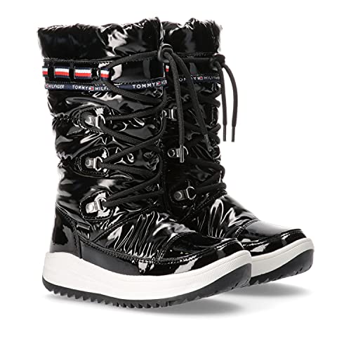 Tommy Hilfiger Damen wasserfeste Schnee-Stiefel Snow Boot Winter-Schuhe Mädchen, Farbe:Schwarz, Größe:EUR 33
