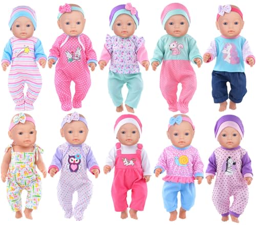 ebuddy 10 Sätze Zu den Accessoires für süße Puppenbekleidung gehören Hüte und Stirnbänder für 43cm / 17 Zoll Neugeborene Babypuppen