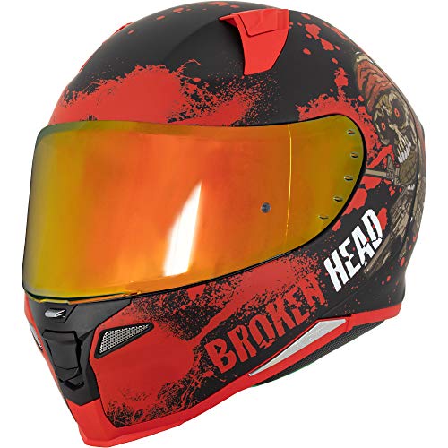 Broken Head Jack S. V2 Pro Rot - Integral-Helm Set Mit Zwei Visieren (Rot Verspiegelt + Klar) Sport Motorradhelm (S 55-56 cm)