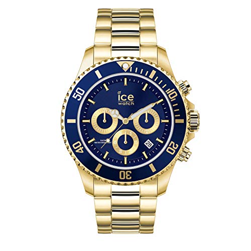 Ice-Watch - ICE steel Gold blue Chrono - Gold Herren/Unisexuhr mit Metallarmband - Chrono - 017674 (Medium)