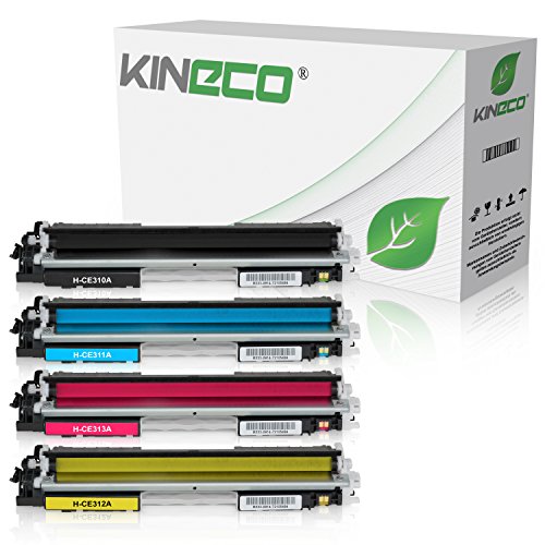 Kineco 4 Toner kompatibel mit HP CE310-CE313 Laserjet Pro 100 Color MFP M175, Pro M275, Color Laserjet Pro CP1021, CP1025, CP1028 - CE310A-CE313A - Schwarz 1.200 Seiten, Color je 1.000 Seiten
