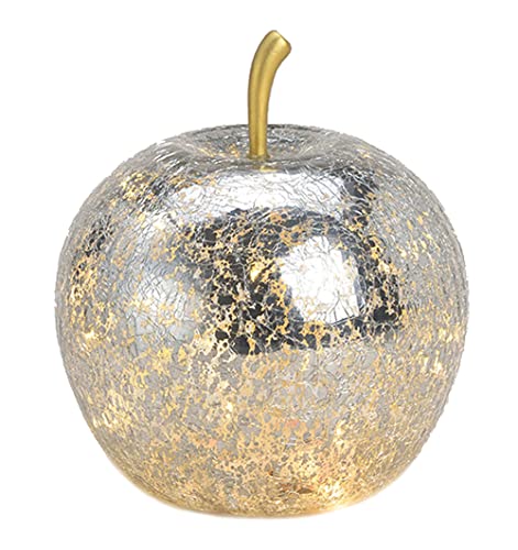 Wurm Dekoleuchte Apfel mit goldenem Stiel & LED Lichterkette, Apfel Lampe, Dekolampe, Tischleuchte, Apfellampe