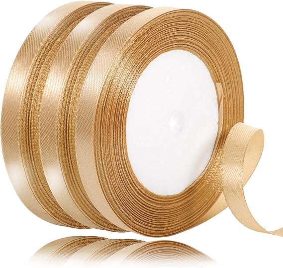 66m Goldenes Geschenkband, 10mm Goldenes Band Schleifenband Gold Satinband Geschenkband Dekoband für Hochzeit Party Geschenkverpackung (22m/Rolle)