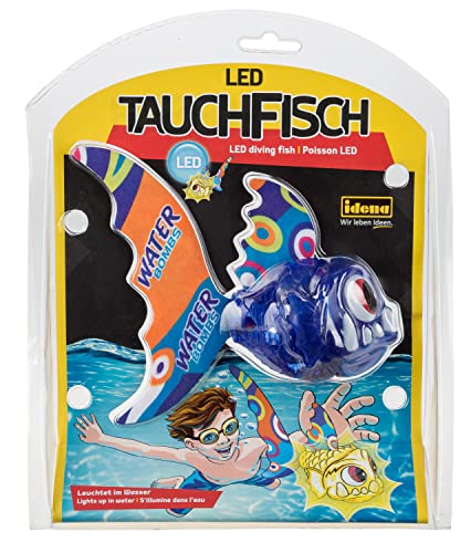 Idena 40008 - LED Tauchfisch mit Leuchtfunktion, blau, farbenfroher Badespaß für kleine und große Wasserratten
