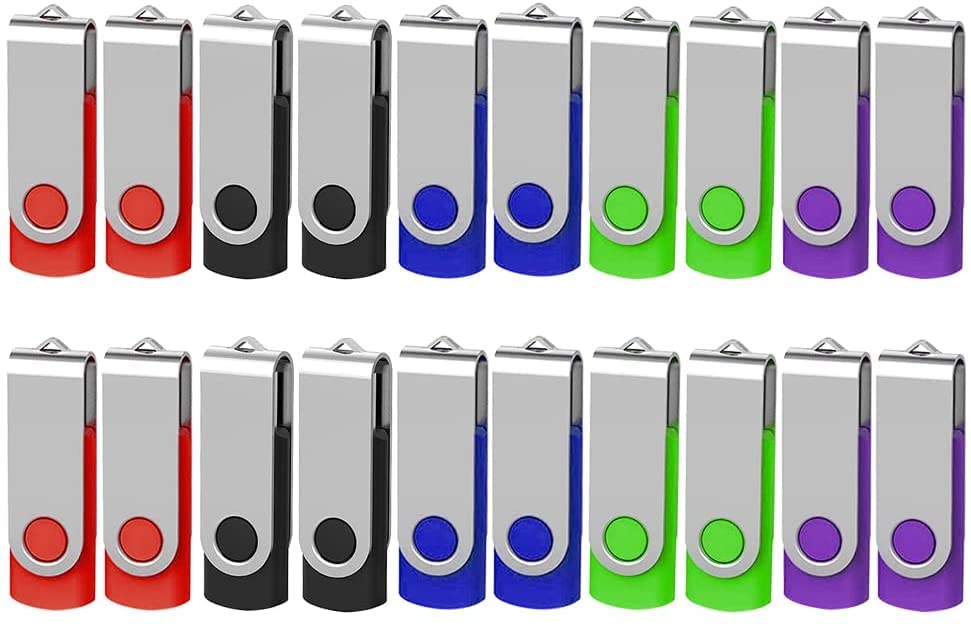 AreTop USB Sticks, 4GB 20 Stück, USB 2.0 Memory Stick, USB Stick Key Ring, Flash Drive 20 Pieces Mehrfarbig Dreh Memory Stick USB Set