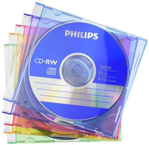 Philips CD-RW Rohlinge 80Min 700MB 4-12x 5er Slim Case Coloured