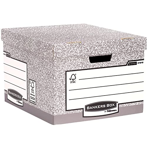 Bankers Box Archivbox mit FastFold System, groß, FSC, 10er-Packung, grau