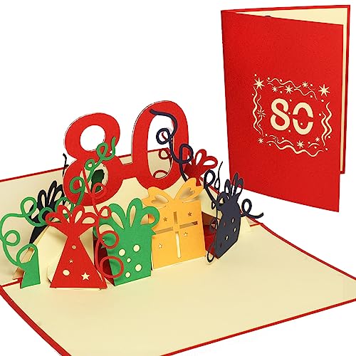 LINPopUp® Karte 80.Geburtstag, 3D Grußkarte 80. Jahre, Geburtstagkarte 80. Geburtstag (Nr.203)