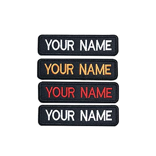 Brillianne Benutzerdefinierter gestickter Namensaufnäher, personalisiertes Stick-Namensschild für Motorrad-Biker-Abzeichen/Aufbügeln / 10x2,5 cm (Black)