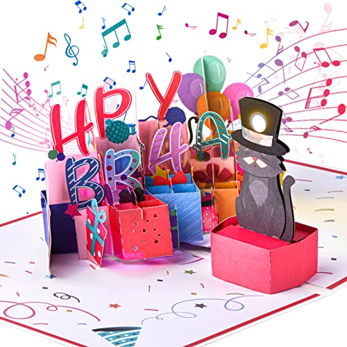 Geburtstagskarte mit Musik,3D Karte Pop up Geburtstagskatze für Kinder 1 Jahr, 2 Jahre, 3 Jahre, 4 Jahre, 5 Jahre, 6 Jahre, 7 Jahre, 8 Jahre, 9 Jahre Mädchen.