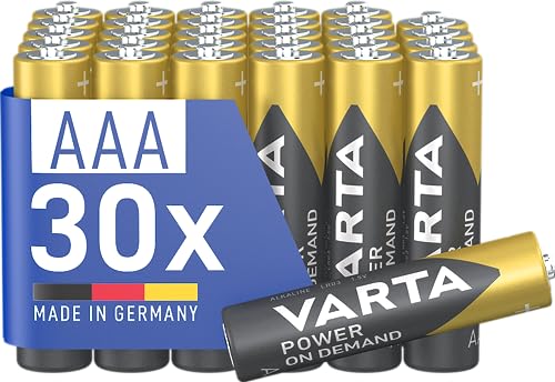 VARTA Batterien AAA, 30 Stück, Power on Demand, Alkaline, 1,5V, Vorratspac, smart, flexibel, leistungsstark, ideal für Computerzubehör, Smart Home Geräte, Made in Germany [Exklusiv bei Amazon]