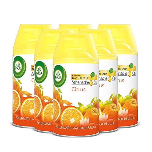 Air Wick Freshmatic Max Raumspray – Nachfüller – Duft: Citrus – 6 x 250 ml Nachfüller Raumduft und Lufterfrischer