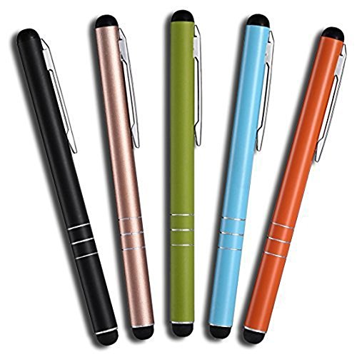 MobiLinyi 5 Stück Premium Eingabestift Touchstift Stylus Pen für Apple iPhone ipad Air Pro Samsung Galaxy Huawei P7 P8 P9 P10 und alle Tablets Smartphones, Farbe: schwarz Gold grün blau orange