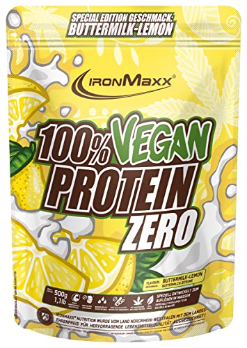 IronMaxx 100% Vegan Protein Zero - Buttermilk Lemon 500g | zuckerfreies und proteinreiches Eiweißpulver aus 4 Komponenten | veganes Proteinpulver ohne Aspartam