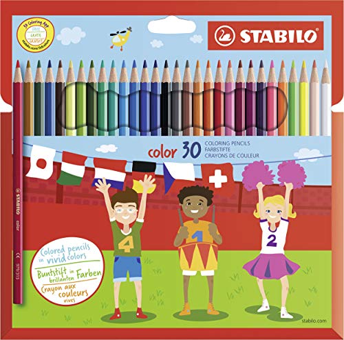 Buntstift - STABILO color - 30er Pack - mit 30 verschiedenen Farben inkl. 4 Neonfarben