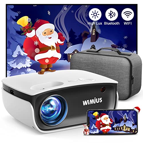 Beamer, WiMiUS 8000 Lumen Mini WiFi Bluetooth Beamer Support 1080P Full HD 4K Video Heimkino Projektor, -50% Zoom, Kompatibel mit TV Stick, PC, TV Box