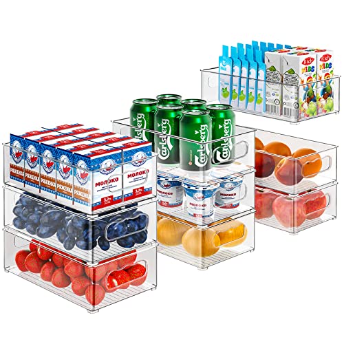 Kühlschrank Organizer Set – 9er Pack (3 Größe) , Küchen Organizer für Speisekammer, Gefrierschrank, Schrank, Schublade, Büro - BPA-frei