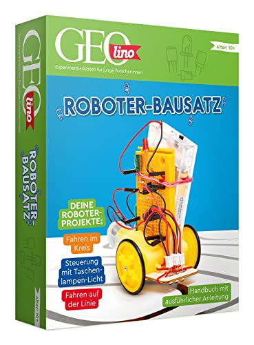 FRANZIS 67158 - GEOlino Roboter Bausatz, inkl. Handbuch mit ausführlicher Anleitung, ohne Löten, für Kinder ab 10 Jahren