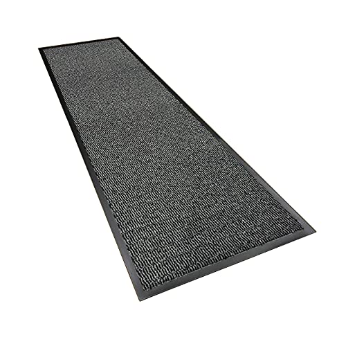 Ultralux Fußmatte mit Kratzfasern für Innenbereiche | 90 x 300 cm | Schmutzfangmatte mit Fasern aus Polypropylen und antirutsch Vinylrücken | grau | für drinnen | viele Größen