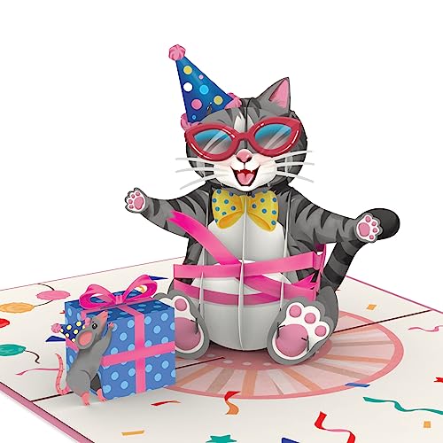 papercrush® Pop-Up Karte Geburtstagskatze [NEU!] - Lustige 3D Geburtstagskarte mit Katze für Frau, Freundin & Mädchen - Besondere Glückwunschkarte zum Geburtstag von Katzenliebhaber