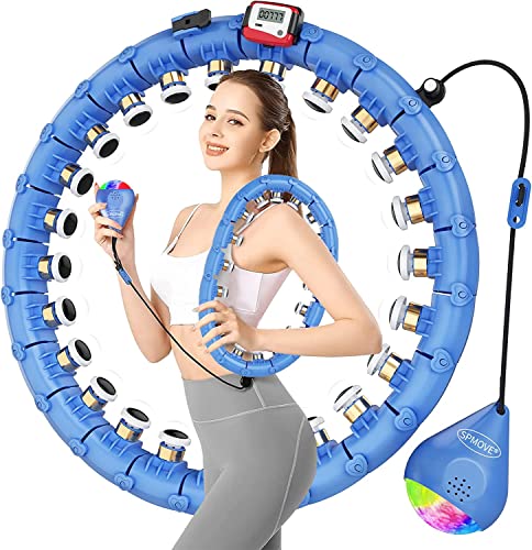 SPMOVE Smart Hula Hoop Reifen Erwachsen & Anfänger, Smart Fitness Reifen mit Zähler, mit Gravitationsball und 360° Massage, 24 Teiliger Abnehmbarer