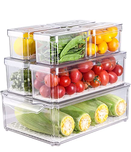 Kühlschrank Organizer 7er Set Stapelbare Aufbewahrungsbox Speisekammer Vorratsschrank Klein Durchsichtig Boxen Aufbewahrung für Küchen Schränke