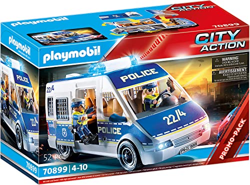 PLAYMOBIL City Action 70899 Polizei-Mannschaftswagen, Mit Licht und Sound, Spielzeug für Kinder ab 4 Jahren