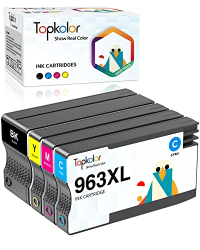 Topkolor 963XL Kompatibel für HP 963 XL Druckerpatronen für HP OfficeJet Pro 9012e 9022e 9010e 9015e 9014e 9010 9012 9020 9014 9015 9016 9018 9019 9022 9025e Patronen (Schwarz, Cyan, Magenta, Gelb)