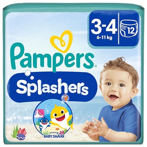 Pampers Splashers Einweg-Schwimmhosen, Größe 3/4 (6-11 kg), 8 x 12 Stück (96 Windeln)