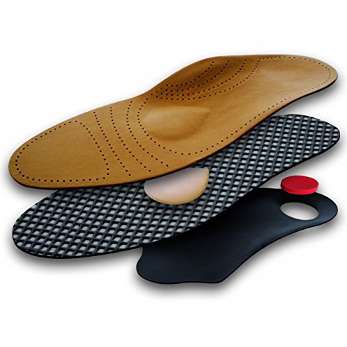 Lenzen Premium Fußbett Einlegesohle aus hochwertigem Leder I Orthopädische Schuheinlage mit Mittelfußstütze, Fersenpolster und Aktivkohle (40)