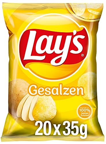 Lay's Gesalzen - Knusprig gesalzene Kartoffelchips für eine gelungene Party (20 x 35g)