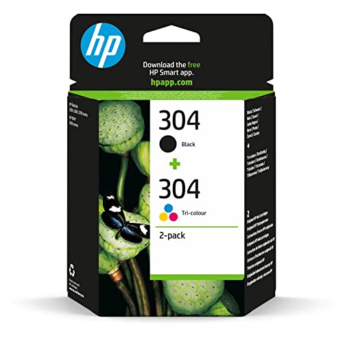 HP 304 (3JB05AE) Multipack Original Druckerpatronen 1xSchwarz,1x Farbe für HP DeskJet 26xx, 37xx, ENVY 50xx, 2 Count (Pack of 1), 120 Seiten (Schwarz)