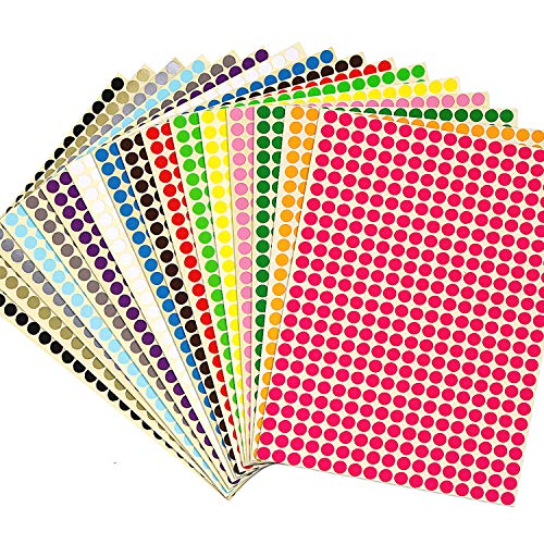 26656 Stück 6mm Runde Klebepunkte 16 Farben Bunte Selbstklebende Klebepunkte Aufkleber Kleine Farbkodierung Etiketten Markierungspunkte zum Beschriften